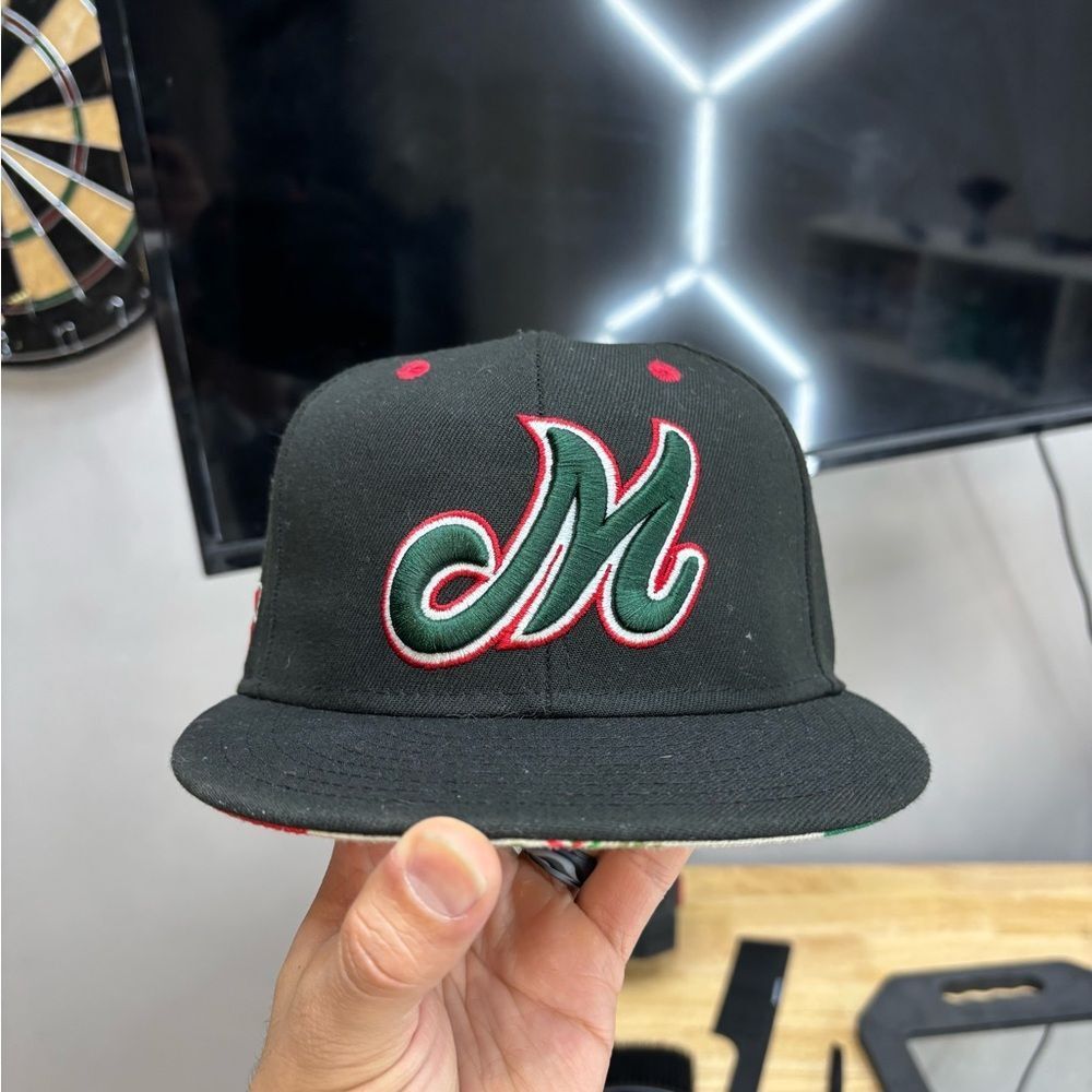 Black Mexico Fitted Hat Cap Size 7 1/4 Baseball